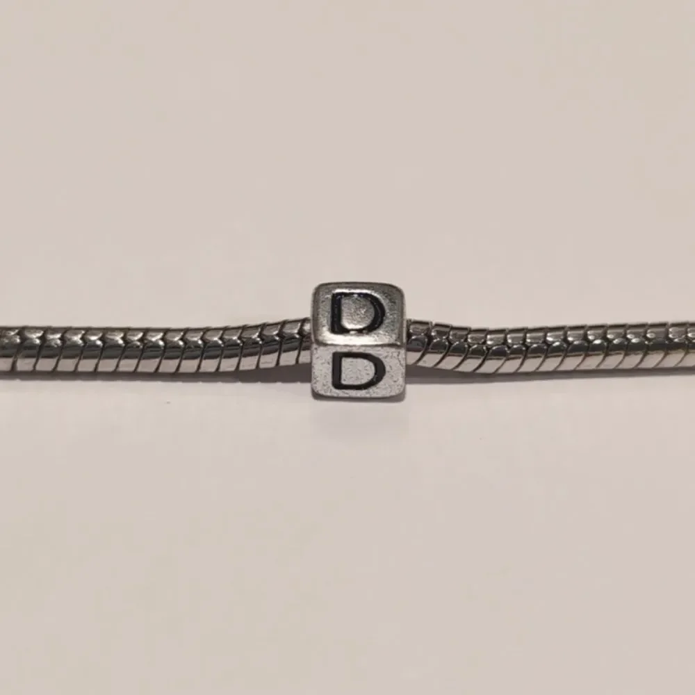 Silver D Spacer Charm for Pandora Style Bracelet‎